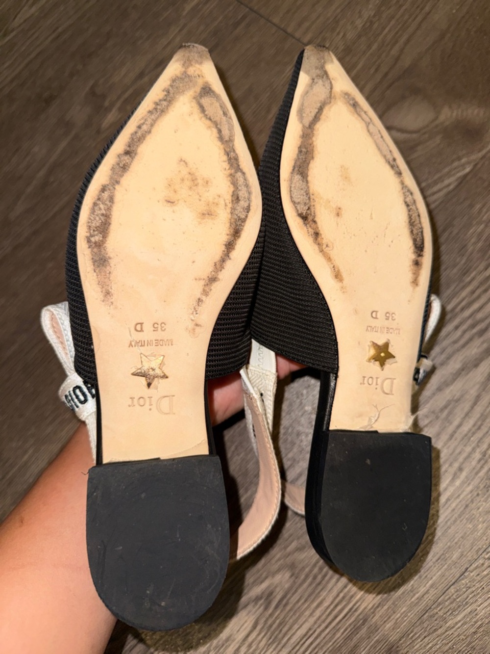 Dior Black Pointed Slingback Flats with Logo Strap - Picture 5 of 7